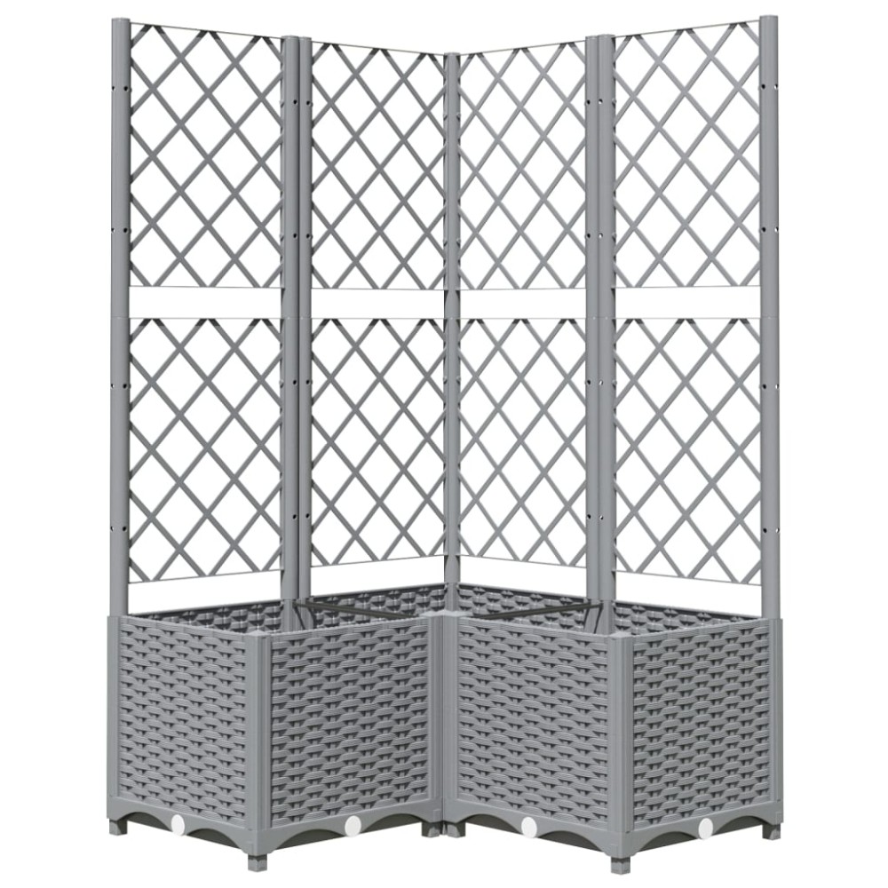 vidaXL Jardinieră de grădină cu spalier, gri deschis, 80x80x136 cm, PP