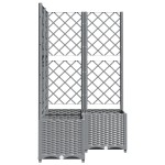 vidaXL Jardinieră de grădină cu spalier, gri deschis, 80x80x136 cm, PP