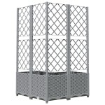 vidaXL Jardinieră de grădină cu spalier, gri deschis, 80x80x136 cm, PP