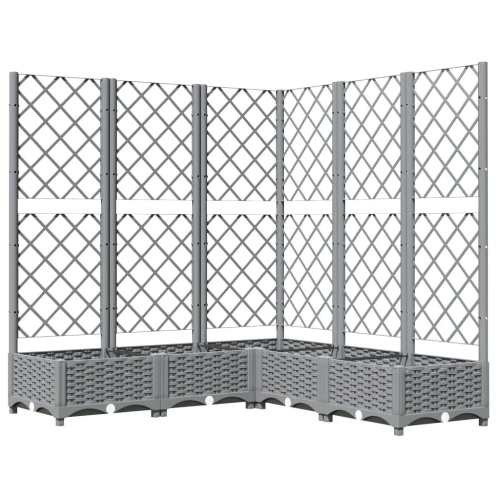 vidaXL Jardinieră de grădină cu spalier gri deschis 120x120x121,5cm PP
