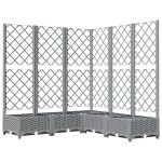 vidaXL Jardinieră de grădină cu spalier gri deschis 120x120x121,5cm PP