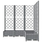 vidaXL Jardinieră de grădină cu spalier gri deschis 120x120x121,5cm PP
