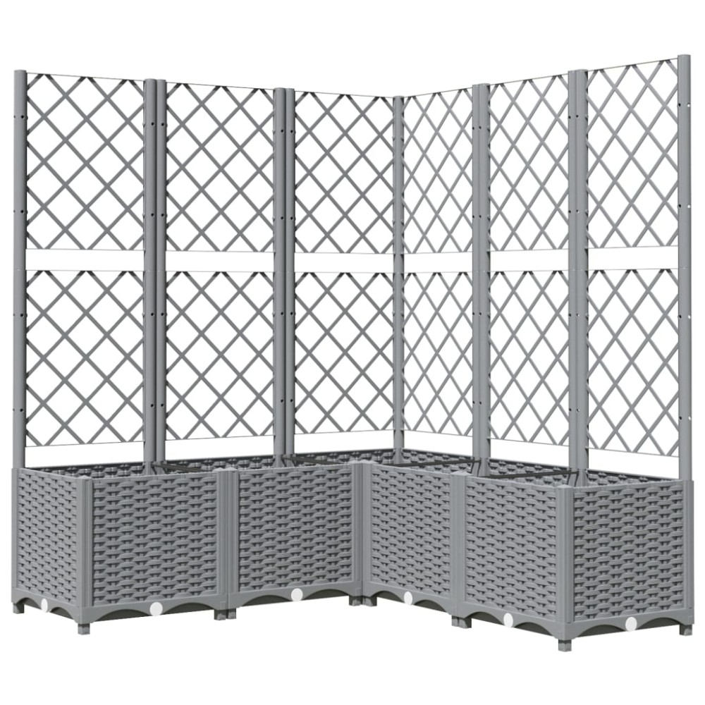 vidaXL Jardinieră de grădină cu spalier gri deschis 120x120x136 cm PP