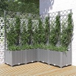 vidaXL Jardinieră de grădină cu spalier gri deschis 120x120x136 cm PP vidaXL Jardinieră de grădină cu spalier gri deschis 120x120x136 cm PP