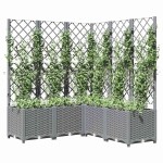 vidaXL Jardinieră de grădină cu spalier gri deschis 120x120x136 cm PP vidaXL Jardinieră de grădină cu spalier gri deschis 120x120x136 cm PP