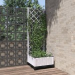 vidaXL Jardinieră de grădină cu spalier, alb, 40x40x121,5 cm, PP vidaXL Jardinieră de grădină cu spalier, alb, 40x40x121,5 cm, PP
