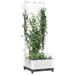 vidaXL Jardinieră de grădină cu spalier, alb, 40x40x121,5 cm, PP vidaXL Jardinieră de grădină cu spalier, alb, 40x40x121,5 cm, PP