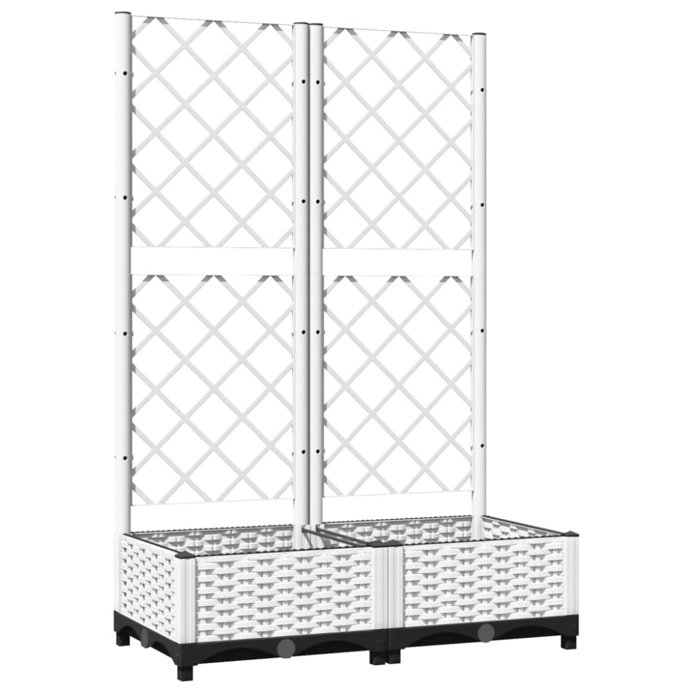 vidaXL Jardinieră de grădină cu spalier, alb, 80x40x121,5 cm, PP
