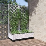 vidaXL Jardinieră de grădină cu spalier, alb, 80x40x121,5 cm, PP