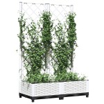 vidaXL Jardinieră de grădină cu spalier, alb, 80x40x121,5 cm, PP