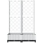 vidaXL Jardinieră de grădină cu spalier, alb, 80x40x121,5 cm, PP