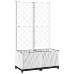 vidaXL Jardinieră de grădină cu spalier, alb, 80x40x136 cm, PP