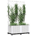 vidaXL Jardinieră de grădină cu spalier, alb, 80x40x136 cm, PP