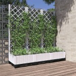 vidaXL Jardinieră de grădină cu spalier, alb, 120x40x121,5 cm, PP vidaXL Jardinieră de grădină cu spalier, alb, 120x40x121,5 cm, PP