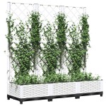 vidaXL Jardinieră de grădină cu spalier, alb, 120x40x121,5 cm, PP vidaXL Jardinieră de grădină cu spalier, alb, 120x40x121,5 cm, PP