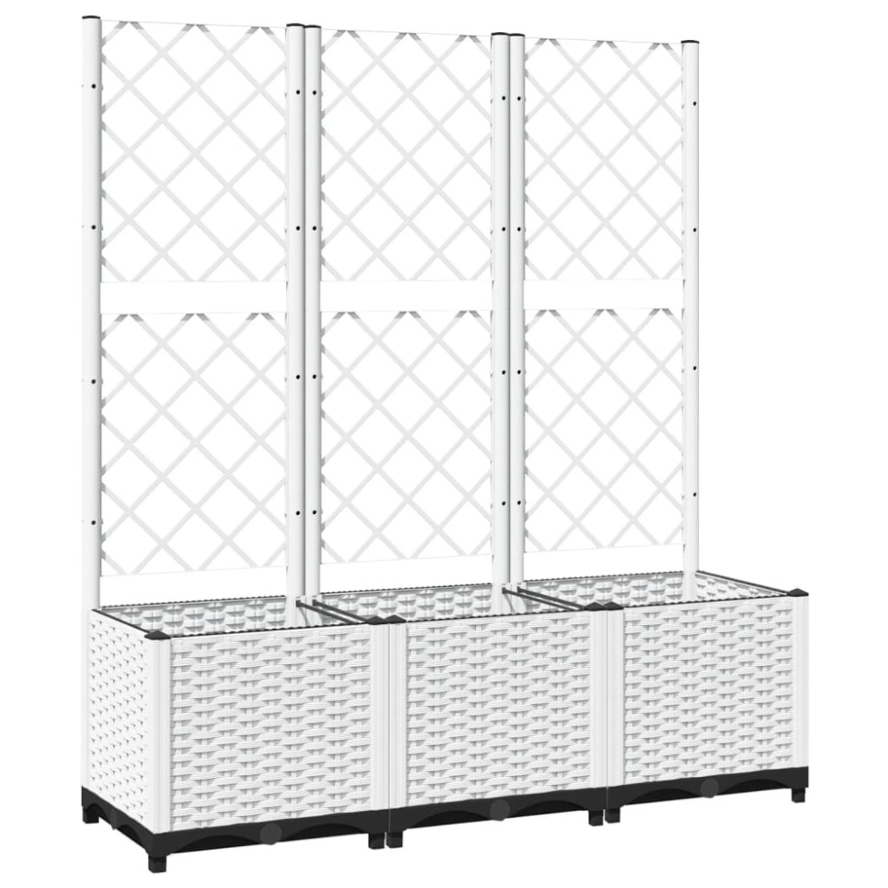vidaXL Jardinieră de grădină cu spalier, alb, 120x40x136 cm PP