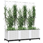 vidaXL Jardinieră de grădină cu spalier, alb, 120x40x136 cm PP vidaXL Jardinieră de grădină cu spalier, alb, 120x40x136 cm PP