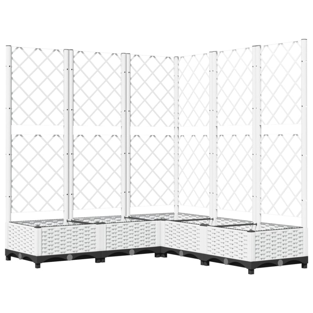vidaXL Jardinieră de grădină cu spalier, alb, 120x120x121,5 cm, PP