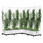 vidaXL Jardinieră de grădină cu spalier, alb, 120x120x121,5 cm, PP vidaXL Jardinieră de grădină cu spalier, alb, 120x120x121,5 cm, PP