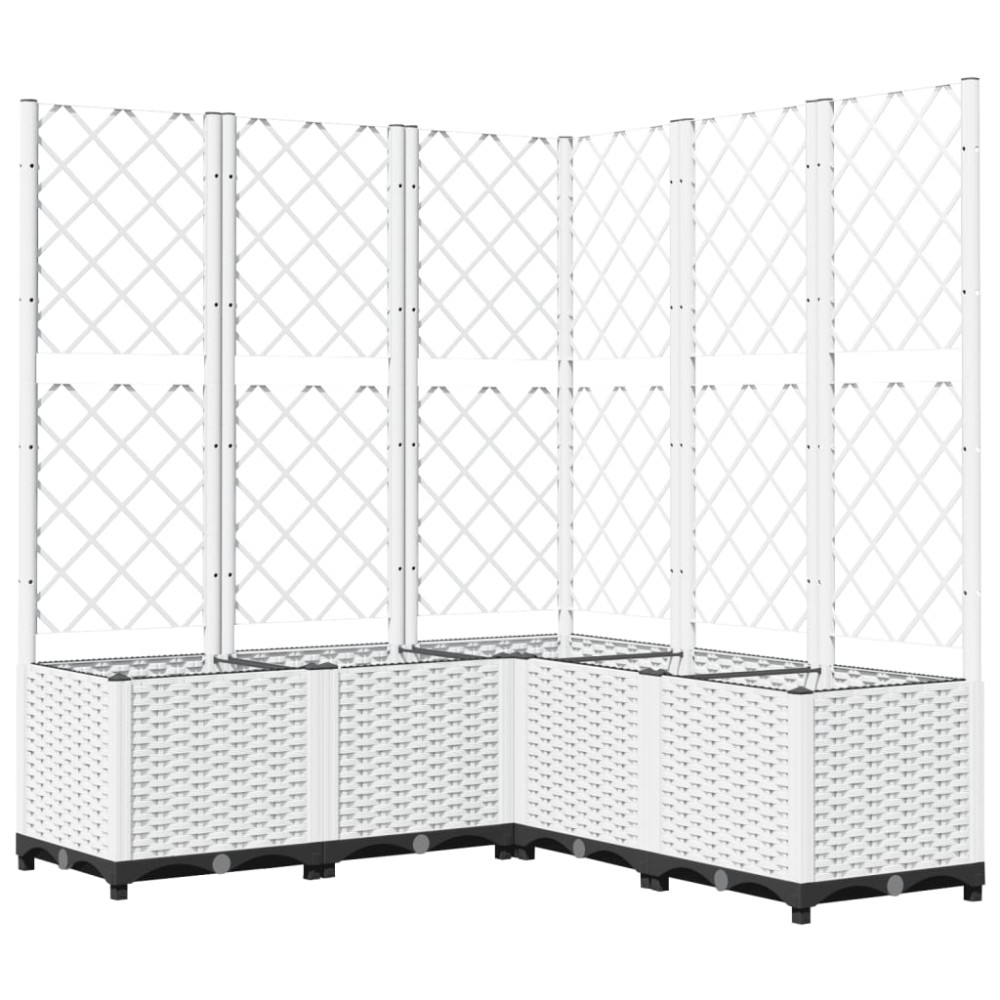 vidaXL Jardinieră de grădină cu spalier, alb, 120x120x136 cm PP
