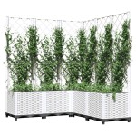 vidaXL Jardinieră de grădină cu spalier, alb, 120x120x136 cm PP