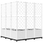 vidaXL Jardinieră de grădină cu spalier, alb, 120x120x136 cm PP