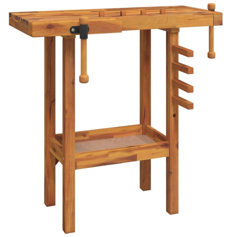vidaXL Banc de lucru cu menghine, 92x48x83 cm, lemn masiv de acacia