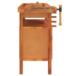 vidaXL Banc de lucru cu sertar și menghine, 124x52x83 cm, lemn acacia vidaXL Banc de lucru cu sertar și menghine, 124x52x83 cm, lemn acacia