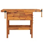 vidaXL Banc de lucru cu sertare și menghine, 124x52x83 cm, lemn acacia
