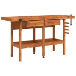 vidaXL Banc de lucru cu sertare și menghine, 162x62x83 cm, lemn acacia vidaXL Banc de lucru cu sertare și menghine, 162x62x83 cm, lemn acacia
