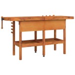 vidaXL Banc de lucru cu sertare și menghine, 162x62x83 cm, lemn acacia vidaXL Banc de lucru cu sertare și menghine, 162x62x83 cm, lemn acacia