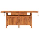 vidaXL Banc de lucru cu sertare și menghine, 192x62x83 cm, lemn acacia vidaXL Banc de lucru cu sertare și menghine, 192x62x83 cm, lemn acacia