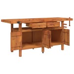 vidaXL Banc de lucru cu sertare și menghine, 192x62x83 cm, lemn acacia vidaXL Banc de lucru cu sertare și menghine, 192x62x83 cm, lemn acacia