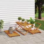 vidaXL Raft pliabil cu 3 niveluri, maro, 70x31x63 cm lemn masiv acacia vidaXL Raft pliabil cu 3 niveluri, maro, 70x31x63 cm lemn masiv acacia