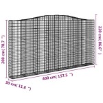 vidaXL Coș gabion arcuit 400x30x200/220 cm fier galvanizat