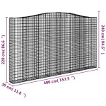 vidaXL Coș gabion arcuit 400x30x220/240 cm fier galvanizat