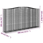 vidaXL Coș gabion arcuit 400x50x200/220 cm fier galvanizat vidaXL Coș gabion arcuit 400x50x200/220 cm fier galvanizat