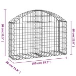 vidaXL Coș gabion arcuit, 100x30x60/80 cm, fier galvanizat
