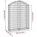vidaXL Coș gabion arcuit, 100x30x120/140 cm, fier galvanizat