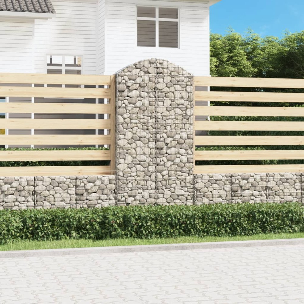 vidaXL Coș gabion arcuit, 100x30x200/220 cm, fier galvanizat
