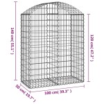 vidaXL Coș gabion arcuit, 100x50x120/140 cm, fier galvanizat