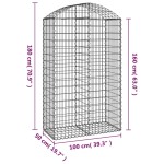 vidaXL Coș gabion arcuit, 100x50x160/180 cm, fier galvanizat
