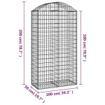 vidaXL Coș gabion arcuit, 100x50x180/200 cm, fier galvanizat