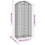 vidaXL Coș gabion arcuit, 100x50x220/240 cm, fier galvanizat