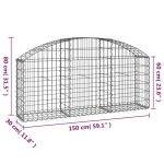 vidaXL Coș gabion arcuit, 150x30x60/80 cm, fier galvanizat