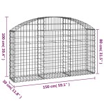 vidaXL Coș gabion arcuit, 150x30x80/100 cm, fier galvanizat