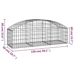 vidaXL Coș gabion arcuit, 150x50x40/60 cm, fier galvanizat