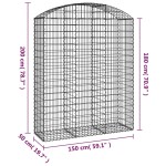 vidaXL Coș gabion arcuit, 150x50x180/200 cm, fier galvanizat
