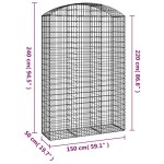 vidaXL Coș gabion arcuit, 150x50x220/240 cm, fier galvanizat vidaXL Coș gabion arcuit, 150x50x220/240 cm, fier galvanizat