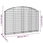 vidaXL Coș gabion arcuit 200x30x120/140 cm fier galvanizat vidaXL Coș gabion arcuit 200x30x120/140 cm fier galvanizat